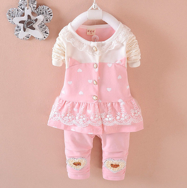 Baby Girl Two Piece Tracksuit Top And Pants Set